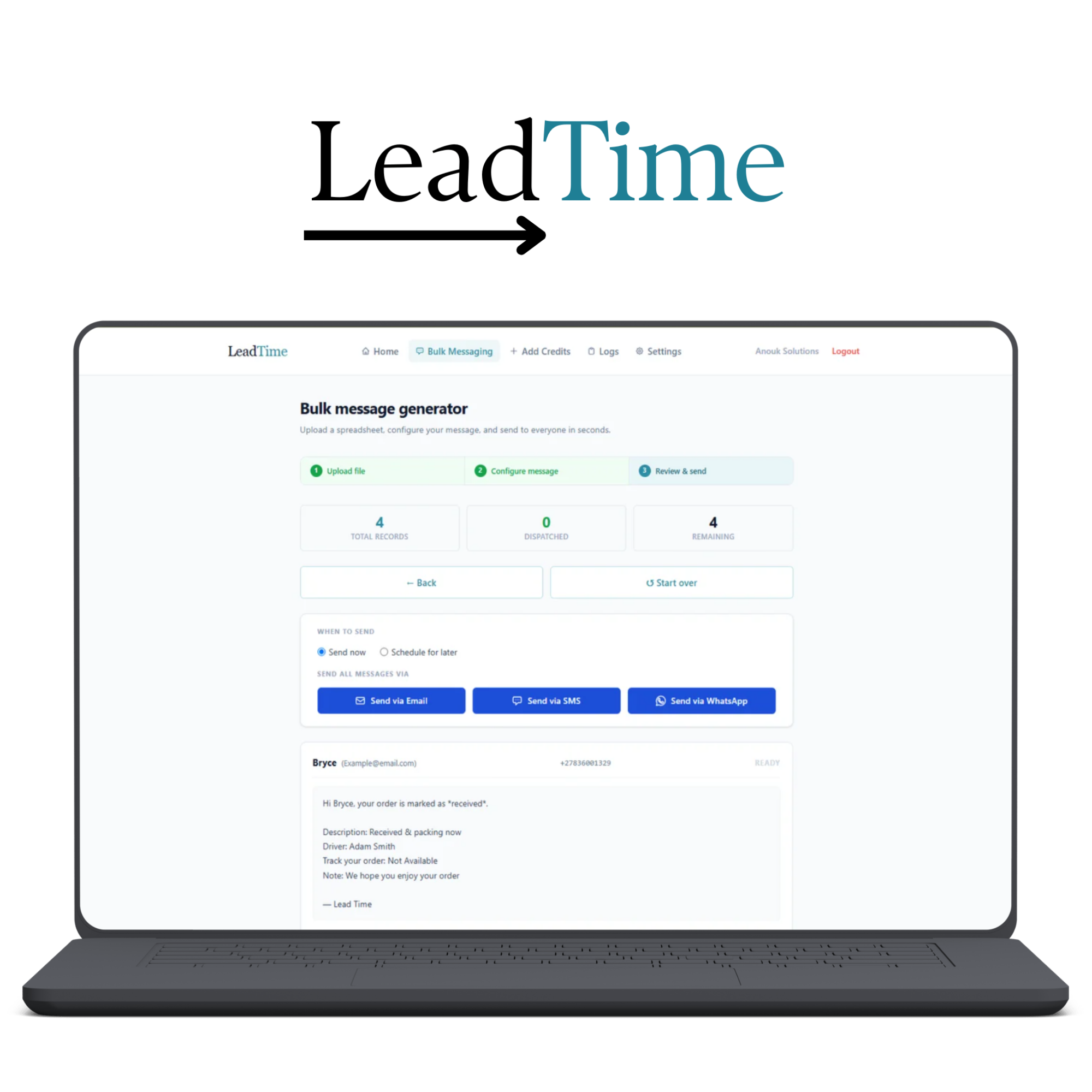 LeadTime messaging